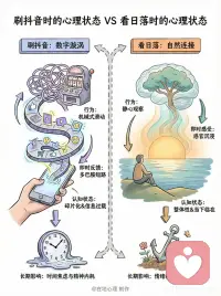 刷抖音时的心理状态VS看日落时的心理状态配图