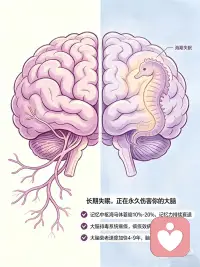 睡不好对大脑影响有多大？
睡不着觉，正在悄悄毁掉你的大脑
每一个辗转难眠的夜晚，你的大脑都在经历从功能紊乱到结构性损伤的全面冲击，伤害远比你想象的更严重。
仅一晚睡眠不足6小时，大脑就会进入“宕机预警”：注意力失误率翻倍，记忆巩固通道关闭，当日信息转头就忘；负责情绪管控的前额叶皮层活性下降，杏仁核活跃度飙升超60%，人会变得易怒焦虑、情绪失控。
长期慢性失眠，更会给大脑造成不可逆损伤：记忆中枢海马体灰质体积缩小10%-20%，记忆力持续衰退；大脑类淋巴排毒系统瘫痪，致痴呆的β淀粉样蛋白持续堆积，仅一晚完全失眠，该蛋白含量就升高30%；同时大脑认知衰老速度加快4-5年，脑病发病风险大幅升高。
失眠还会让大脑陷入“失眠→焦虑→更失眠”的闭环，理性决策能力下降，抑郁焦虑风险是常人的5-10倍。短期睡眠剥夺可通过规律作息恢复，但长期造成的神经元损伤很难逆转。
请牢记4个核心建议：固定作息、床只用于睡觉、睡前1小时远离电子屏幕，长期失眠及时就医。好好睡觉，从来不是虚度光阴，而是对自己大脑最负责的健康投资。配图