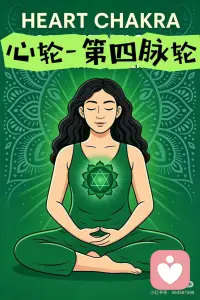 心轮｜开始感通天地的门户
7脉轮中，心轮位于中间。
下三轮（海底轮、脐轮、太阳轮）关联我们的物质生存体验，上三轮（喉轮、三眼轮、顶轮）关联我们的意识与精神体验，而作为桥梁的心轮，则是开始进入超然意识，开始感通天地的门户。
从这里开始，我们突破“小我”，从人与人是分隔的、独立的感受，来到体验万物相连。
心轮是物质世界与高纬世界的交界，你开始看到更高维度更精微的东西，开始生发无条件的爱。
99%的人反复在下三轮模式中打转，只有1%的人能稳定到达心轮。我们大部分人都或多或少在某些瞬间体验过“爱”的美好，更多地体验爱、宁静、慈悲，就是我们不断练习想要去往心轮的目的。
 
💚位置：胸腔中心，心脏附近的脊柱位置，但和心脏这个脏器不能直接挂钩。
💚元素：风元素
💚颜色：绿色
💚mantra种子音：yam
💚感官：触觉
💚感受：同理心，与人的连接感
💚器官：心脏，肺，肩膀，手
💚荷尔蒙：胸腺，关联免疫系统。放松、保持好心情，这让我们的免疫力更好，更健康。
💚图形：12瓣莲花。
中间是一个六边形，由一个向上的三角（向上的意识与精微高纬度世界）和一个向下（向下的物质、身体）的三角交叉形成。也代表交叉需要转换的情绪。代表物质与精神世界的平衡，神圣的结合。
💚和心轮有关需要转化的情绪：
悲伤，嫉妒，内疚自责，对爱恐惧。
当心轮开启，心力足够的时候，心可以长出一棵大树，我们许的愿都会成真。我们通常许愿不成功是因为心力还不足。
 
💚心轮的平衡状态：
平静，真正的善良，纯净的爱。情绪稳定。和他人关系健康平和。爱自己也尊重他人。
❎关闭状态：
对爱感到恐惧。冷漠，嫉妒。很难原谅别人。情绪麻木关闭。孤独和封闭。
❎过度状态：
-过度给予，没有智慧的给予。
-无法拒绝他人，怕别人受伤。自己也容易受伤害，因为付出期待回报，没有回报就很受伤。
-有条件的爱：努力付出爱，但出于自私的目的。希望别人都爱他。
 
💚怎么发展心轮：
-多去大自然，听音乐，唱歌。
-对父母好是最好的修炼。也许每个孩子对父母都有“不满意”，但需要净化这种“污染”，练习“无条件的爱”，接纳和尊重父母的人生经历、性格、行为。
-对自己的生命全情投入，服务于你的父母、你身边的人、你的工作，周遭的大小事情。不和他人比较，每个人都有自己的课题。
-善用和爱护身体。
-做舒展胸腔的体式练习。配图