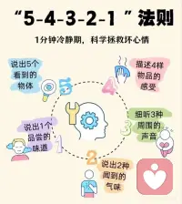 🍾可以快速安抚情绪的5-4-3-2-1法则
你有没有这种时刻？
情绪说来就来
有时明明什么都没有发生
就莫名生气，委屈，失落..….
总被情.绪牵着走
也常常给人无力感
甚至愈演愈烈
情绪自救：5分钟安抚自己，回归平静配图