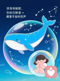 1. 你比风更自由，比星更耀眼，你本就是光🌌
 
2. 裂缝是光进来的地方，请永远相信黎明 ✨
 
3.泪水浇灌过的种子，终会开出勇敢的花 🌼
 
4. 深海有鲸歌，你的沉默里藏着宇宙的回声 🌊
 
5. 枯枝会萌芽，寒冬会融化，春天在等你转身 🌸配图