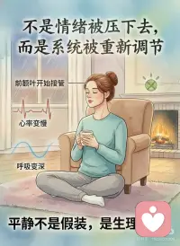 呼吸不是放松技巧，而是神经系统开关
很多人练呼吸，是因为“想放松”。
 
但从神经科学的角度看，
呼吸真正改变的，并不是情绪本身，
而是神经系统的运行模式。
 
当你焦虑、紧张、过度思考时，
大脑的警报系统（杏仁核）处于高度活跃状态。
交感神经启动，
心跳加快，呼吸变浅变快，
身体默认“有危险”。
 
这时候如果你只靠“想开一点”，
大脑并不会买账。
 
但呼吸不一样。
当你刻意拉长呼气，
副交感神经（尤其是迷走神经）会被激活。
心率开始下降，
肌肉慢慢放松，
大脑收到一个非常具体的信号：
现在是安全的。
 
平静并不是被说服的，
而是被身体确认的。
 
所以呼吸练习真正有效的地方，
不在于“深”，
而在于“慢”和“长”。
 
尤其是呼气——
它是神经系统的刹车键。
 
你不需要一次练很久。
当你快要被情绪卷走时，
只做一件事：
调整呼吸
重复几轮。
 
不是为了马上变好，
而是让系统重新获得调节能力。
 
很多时候，
我们需要改变的不是想法，
而是节律。
当节律稳定，
大脑才会慢下来。配图