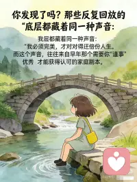 突然好轻松啊｜原生家庭的痛，我终于学会一键“翻篇
你是不是也总在深夜“复盘”过去：
如果当时没听爸妈的话…
如果当时敢为自己争取…
如果…是不是现在会不一样？
🌌 然后陷入自责循环：
“是我选错了”
“是我性格不好”
“是我不够幸运”
停。
把手轻轻放在心口
对里面那个紧绷的小孩说
“亲爱的，以我们当时的认知和处境
那条路，已经是眼前最亮的一条。”
你发现了吗？
那些反复回放的“错误选择”
底层都藏着同一种声音：
“我必须完美，才对得起这份人生。”
而这个声音，往往来自
早年那个需要你“懂事”“优秀”
才能获得认可的家庭剧本。
灵性视角里有个温柔真相：
没有白走的路，哪怕它充满荆棘。
每一次“错误”
都是灵魂为了学习特定课题
——比如尊重自己、设立边界、释放恐惧
——而主动选择的体验场景。
所以真正的疗愈
不是穿越回去修改代码
而是在当下认出程序并升级系统：
✨ 第一步：停止“内心父母”的审判
当自责声响起，温柔打断：
“我看到你在用旧地图责备自己了。
现在，我是自己的养育者。”
✨ 第二步：把“后悔”翻译成“灵魂需求”
• “后悔顺从”≈“我的自主权需要被尊重”
• “后悔沉默”≈“我的声音值得被听见”
• “后悔付出”≈“我的边界需要被加固”
✨ **第三步：进行“时间线整合”冥想**
闭上眼睛，想象现在的自己
穿越回去拥抱当时做决定的你
在她耳边说：
“谢谢你用当时的智慧保护了我们。
现在，我来接管了。”
你会发现
原生家庭给你的最深礼物
恰恰是那份“不完美”的体验
它让你在破碎处生出自己的理解
在黑暗中长出独特的灵性触角
就像那句照亮无数人的话：
“翻篇不是为了原谅谁
而是为了把专注力，从过去的舞台
彻底收回到自己生命的导演椅。”
从今天起
练习把“如果当初…”
换成“此刻开始…”
你的灵魂从来不需要完美往事
它只需要你
把那些反复灼烧过去的能量
全部转为：创造当下的光配图