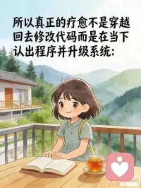 突然好轻松啊｜原生家庭的痛，我终于学会一键“翻篇
你是不是也总在深夜“复盘”过去：
如果当时没听爸妈的话…
如果当时敢为自己争取…
如果…是不是现在会不一样？
🌌 然后陷入自责循环：
“是我选错了”
“是我性格不好”
“是我不够幸运”
停。
把手轻轻放在心口
对里面那个紧绷的小孩说
“亲爱的，以我们当时的认知和处境
那条路，已经是眼前最亮的一条。”
你发现了吗？
那些反复回放的“错误选择”
底层都藏着同一种声音：
“我必须完美，才对得起这份人生。”
而这个声音，往往来自
早年那个需要你“懂事”“优秀”
才能获得认可的家庭剧本。
灵性视角里有个温柔真相：
没有白走的路，哪怕它充满荆棘。
每一次“错误”
都是灵魂为了学习特定课题
——比如尊重自己、设立边界、释放恐惧
——而主动选择的体验场景。
所以真正的疗愈
不是穿越回去修改代码
而是在当下认出程序并升级系统：
✨ 第一步：停止“内心父母”的审判
当自责声响起，温柔打断：
“我看到你在用旧地图责备自己了。
现在，我是自己的养育者。”
✨ 第二步：把“后悔”翻译成“灵魂需求”
• “后悔顺从”≈“我的自主权需要被尊重”
• “后悔沉默”≈“我的声音值得被听见”
• “后悔付出”≈“我的边界需要被加固”
✨ **第三步：进行“时间线整合”冥想**
闭上眼睛，想象现在的自己
穿越回去拥抱当时做决定的你
在她耳边说：
“谢谢你用当时的智慧保护了我们。
现在，我来接管了。”
你会发现
原生家庭给你的最深礼物
恰恰是那份“不完美”的体验
它让你在破碎处生出自己的理解
在黑暗中长出独特的灵性触角
就像那句照亮无数人的话：
“翻篇不是为了原谅谁
而是为了把专注力，从过去的舞台
彻底收回到自己生命的导演椅。”
从今天起
练习把“如果当初…”
换成“此刻开始…”
你的灵魂从来不需要完美往事
它只需要你
把那些反复灼烧过去的能量
全部转为：创造当下的光配图