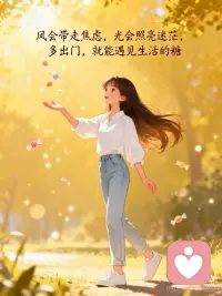 出门感受当下，就是圆满
[种草R]风会带走焦虑，光会照亮迷茫，多出门，就能遇见生活的糖
 
[星R]多出门走走，你会发现，烦恼在自然面前，不过是小事一桩
 
[气球R]不必追求诗和远方，家附近的小路，也能走出松弛感
 
[紫色心形R]不纠结过去，不焦虑未来，出门感受当下，就是圆满
 
[烟花R]多出门走走，在烟火里寻诗意，在忙碌中偷闲趣，活得清醒又尽兴#感受生活每一刻 #享受当下的美好时光 #感受当下的美好配图