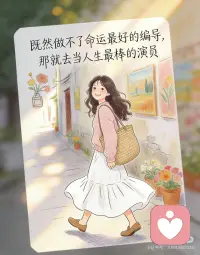 享受当下，日常皆好看，人间也浪漫。
[樱花R]人生最好的时刻，永远是当下，不用担心结果怎样，享受过程本就很美好。
[樱花R]细心料理的生活，日常皆好看，人间也浪漫。
[樱花R]既然最不了命运最好的编导，那就去当人生最好的演员。
[樱花R]不慌不忙，做自己的小太阳，永远热爱生活，永远积极向上。
 
[氛围感R] 我们总是急着赶路，急着到达，急着证明自己。可是到了又怎样呢？到了之后，还有下一站。真正握在手里的，从来不是远方的终点，而是此刻脚下踩着的路。人生是由每一个起舞的瞬间构成，每一个此刻，就是最好的时刻。
[氛围感R]把租来的小屋收拾干净，在瓶里插一枝应季的花。认真吃早饭，慢慢走夜路。给远方的朋友写长长的信，虽然最后可能不会寄出。像《枭起青壤》中聂九罗一样，把每天的一点点小想法，都记录在星星纸上，折进星星里，把这些生活中微小的、不值一提的快乐收集起来——像小时候攒糖纸，一张一张，压平了，收进铁盒子里。偶尔打开，满眼都是亮晶晶的。
[氛围感R]日常皆好看，人间也浪漫，不要等着生活变好了再去热爱，就在这寻常的、琐碎的、不完美的当下，深深地、用力地，热爱着它。像一棵植物热爱阳光那样简单，做自己的小太阳，不用多亮，暖着自己就够了。然后，慢慢地走，慢慢地看，慢慢地，把这有限的一生，活成自己想要的样子。配图