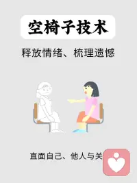 空椅子技术｜和未完成的情绪好好告别
⁉️心里有解不开的结，自己在家怎么调节？
👉临床常用的空椅子技术全指南，从使用场景、操作步骤到注意事项，一次讲透，普通人也能跟着做，帮你释放积压情绪、梳理遗憾、修复关系。
 
🪑什么是空椅子技术？
🏝️它是格式塔流派的经典技术，通过 “角色扮演 + 情绪表达”，帮你把内心未被满足的需求、没说出口的遗憾，安全地释放出来，直面自己、他人与关系，完成自我疗愈。
 
🎆5 大核心使用场景
以安全为前提、情绪外显为核心，覆盖绝大多数心理困扰：
1.处理未完成事件与哀伤丧失：亲人离世、关系断裂，完成未尽之言与告别
2.整合内在冲突与自我对话：化解自我内耗、纠结两难，接纳不完美的自己
3.家庭关系中的角色理解与沟通：站在家人视角换位思考，修复亲子 / 伴侣关系
4.情绪外化与压力应对：把焦虑、愤怒具象化，建立心理距离，缓解情绪
5.自我疗愈与决策支持：安抚内在小孩，理清两难选择，强化改变的决心
 
🍀8 步标准操作流程
1.评估使用条件，征得来访者同意
2.准备两把椅子，设定安全边界
3.关注和询问来访者当下状态
4.鼓励来访者对着空椅尽情表达
5.交换位置，扮演对方来回应表达
6.来回交换做回应，直到情绪平稳
7.正式告别，自我安抚，完成疗愈
8.总结和反馈
 
⚠️ 7 个关键注意事项
1.评估状态，情绪过激时先不做
2.确认环境安静、安全，不被打扰
3.重点是表达，不是说服对方
4.允许自己哭、允许脆弱
5.尊重来访者喊停的权利
6.可能需要进行多次，不追求一次解决
7.结束后一定要 “落地回神”，回到现实
 
🌟空椅子技术，就是给你一个安全的出口，和所有未完成的事，好好告别。配图