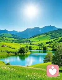 能量山水图片
一湖碧水映青山，两岸风光入画来。
远山含黛迎朝日，近水浮光送晚晴。配图