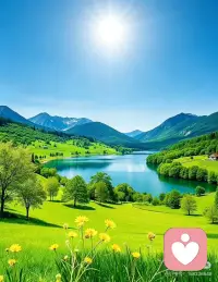 能量山水图片
一湖碧水映青山，两岸风光入画来。
远山含黛迎朝日，近水浮光送晚晴。配图