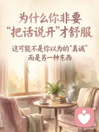 为什么你非要 “把话说开”才舒服
今年我终于和自己和解了一件事：
不是所有的情绪，都要被钉在墙上；
不是所有的关系，都要靠“说开”来续命。
 
以前总觉得，心里有根刺就必须ba出来，
哪怕鲜血淋漓。
后来才明白，“把话说开”很多时候不是解决问题，
只是缓解焦虑的止痛药。
你要的不是沟通，是一个能让悬着的心落地的答案，
哪怕这个答案是伤人的。
 
心理学里有个词叫「认知闭合需求」，
说的就是我们这种人：
受不了模糊，受不了不确定，
哪怕撞破南墙也要一个说法。
 
可人际关系不是数学题，它没有标准答案，
更没有“解完”的一天。
很多时候，捅破窗户纸的瞬间，
平衡就碎了，再也糊不上了。
 
真正的高手，处理问题靠的不是嘴，而是行动。
与其揪着对方质问，不如用一件小事重建信任；
与其反复翻旧账，不如让时间慢慢冷却情绪。
比“说开”更重要的，是“忍住不说”的定力。
 
是能和焦虑共处，和未知做朋友，
相信有些问题不需要被解决，只需要被穿越。
真正的舒服，从来不是把话倒出来的短暂轻松，
而是内心不再被“必须说开”的焦灼所奴役的，
长期安宁。配图