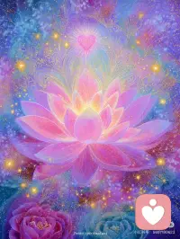 粉莲绽在星穹的怀
心光浮在花芯的台
当芳瓣裹着星子轻开
宇宙便漾起温柔的脉配图