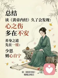 为什么焦虑伴随心慌 这是伤着心了
内耗了 脑子里天天开小会 你的心早晚要罢工🪫
晚上躺在床上 翻来覆去睡不着
脑子里跟放电影一样 各种没发生的事反复盘算
明明眼下什么事都没有 但就是觉得心慌 莫名其妙的不安
你以为自己是生病了 其实《黄帝内经》早把你这点事看透了
咱们的心 就像是身体里的老大哥 是“君主之官”
本来应该稳如泰山 掌管全局的
结果你倒好 天天拿那些烂人烂事疯狂折磨自己
古人说“思则气结”
你越想 气机就越堵在胸腔里 变成一团乱麻
底下的交通全瘫痪了 上面的老大哥能坐得安稳吗
这就是为什么你一焦虑 一多想 最先难受的就是心脏 突突跳 闷得喘不上气配图