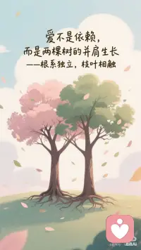 什么是成熟且智慧的爱呢？
爱不是依赖，而是两棵树的并肩生长
——根系独立，枝叶相触配图