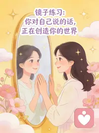 你对自己说的话，正在创造你的世界
我们的大脑，其实分不清什么是真实，什么是虚幻。
它唯一的依据，就是你反复告诉它的事情。
你说你不够好，它就拼命搜集你不够好的证据；
你说你很强大，它就默默为你吸引强大的现实。
很多人花大量时间改变外在，
却忽略了：语言，是最温柔也最有力量的咒语。
肯定性的话语，
不是鸡汤，不是自我安慰，
而是改写人生的底层代码。
它悄悄改变你的思维方式，
重塑你的心态，
慢慢显化你的生活，
最终，彻底改变你的整个世界。
毫不夸张：
一句话，足以改变一切。
我想送你一面看不见的镜子🪞
每天找一个安静的时刻，
看着镜子里自己的眼睛，
认真、温柔、坚定地对自己说：
我很漂亮。
我很强大。
我正过着自己喜欢的生活。
我值得被爱，也正被深深爱着。
一开始也许会不习惯，
但当你看着自己的眼睛，
真诚地说出这些话，
你会感受到，
一股安静却巨大的力量，从心底升起，环绕着你。
不用急，不用逼自己，
只需要不断重复，不断相信。
你说的每一句话，大脑都会当真。
你相信的每一个念头，都会成为你的现实。
从今天开始，
把镜子当成你最忠诚的盟友。
多说肯定的话，
多说温柔的话，
多说充满力量的话。
你相信什么，
你就会成为什么。
你成为什么，
你的世界，就是什么。配图