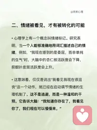 情绪不需被解决，只需被看见
情绪不需要被解决，因为它不属于问题，它属于生命本身的体验。去看见它，去理解它，去接纳它，你会发现，那个曾经让你感到失控的内在，正因为这份看见，而变得辽阔而安定。配图
