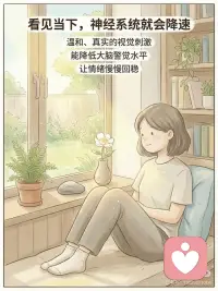 从身到心：用五感重建情绪稳定
很多人情绪卡住时，会下意识地去想： 「我为什么会这样？」 「是不是我还没想通？」
但在心理学和神经科学中，有一个更基础的共识是： 情绪调节，并不只发生在大脑，而是从身体开始。当身体重新获得安全感， 情绪才有可能真正松动。
而五感，就是最快的入口。
 
① 看见当下（视觉）
温和、真实、有秩序的视觉刺激， 能降低大脑的警觉水平。 看自然、看远方、看稳定的画面， 都是在向神经系统传递一个信号： 此刻是安全的。
② 听见节律（听觉）
规律、柔和的声音， 会影响呼吸、心率和情绪节奏。 自然声、音乐，甚至安静本身， 都能帮助情绪慢慢回稳。
③ 被身体感受到（触觉）
温度、重量、质感， 是最直接的安全线索。 当身体被真实地“感觉到”， 紧绷才会有机会松开。
④ 闻到熟悉与自然（嗅觉）
嗅觉与情绪中枢直接相连。 温和、熟悉的气味， 往往比语言更快影响情绪状态。
⑤ 慢慢尝（味觉）
专注地吃，慢慢地尝， 能稳定血糖与注意力。 身体一稳，情绪的波动也会随之下降。
 
最后想说
情绪不是靠“想通”的， 而是靠身体重新感觉到安全。
当五感被唤醒， 心，往往会自然跟上。配图