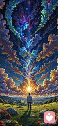 “我站在山顶，看世界，也看自己”
从日落的暖金到星河的绚烂，一束光穿透云层连接天地，站在原野上的身影，仿佛在与整个宇宙对话