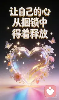 心脱枷锁，得享自由 ✨
我们的心，有时会被过去的遗憾、他人的眼光、自我的怀疑悄悄捆住，像被藤蔓缠绕的种子，明明渴望生长，却动弹不得。
但总有一种温柔的力量，能为我们解开这些捆绑——不是轰轰烈烈的挣脱，而是被轻轻托住、被全然接纳，然后慢慢松开紧握的拳头，放下心里的重担，让心重新获得自由，像鸟儿一样飞向蓝天，像花儿一样向阳舒展。
愿你我都能被温柔地释放，解开所有捆绑，让心回到轻盈自在的状态，在爱里，活出本该属于自己的模样。配图