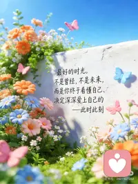 最好的时光，不是曾经，不是未来，而是你终于看懂自己，决定深深爱上自己的此时此刻。配图