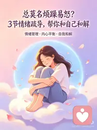 总莫名烦躁易怒？3节情绪疏导✨帮你和自己和解
有没有发现自己越来越容易情绪失控？😔
一点小事就忍不住烦躁、发火
事后又特别后悔、内耗严重
心里堵得慌，却不知道怎么缓解
长期堆积坏情绪，真的会慢慢拖垮自己的状态
其实情绪不稳定从来不是“脾气差”
只是你太久没有好好梳理自己的内心了💛
 
给被情绪困住的你，准备了一份轻量治愈的情绪疏导体验
💰99元｜共3节专属疏导｜每节40分钟
主打：情绪管理｜缓解烦躁易怒｜告别精神内耗
 
✨适合这些状态的你
▪️ 频繁烦躁、一点小事就容易炸毛易怒
▪️ 习惯性内耗、胡思乱想，心里压抑憋屈
▪️ 压力堆积，不懂自我调节，情绪低落
▪️ 想稳定情绪、学会自我接纳、好好爱自己
 
✅3节疏导内容（循序渐进，精准改善）
第1节：情绪溯源梳理
放下焦虑，耐心帮你梳理负面情绪来源，看清自己烦躁、易怒的根源，不再糊里糊涂内耗自我消耗
 
第2节：情绪调节方法落地
针对性适配你的性格和生活状态，教你可落地的情绪管控方式，遇事不慌、不暴躁，快速平复心态
 
第3节：建立稳定心态
告别反复情绪失控，建立松弛的生活心态，减少精神内耗，学会和负面情绪和平共处
 
🌿关于疏导的温柔说明
很多时候我们需要的不是大道理
而是一个耐心倾听、帮你理清思绪的出口
全程温柔共情、无评判倾听
不PUA、不说教、不制造焦虑
只专注帮你舒缓情绪、调整心态、轻松生活配图