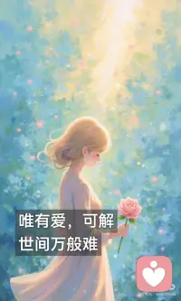 唯有爱，可解世间万般难
卸下伪装，做回真实自我，内心的力量与爱如朝阳般绽放，驱散阴霾，照亮心灵。这份爱温柔包裹全身，带来纯净与光明，驱散黑暗，滋养灵魂。从此刻起，怀揣光与爱，温柔行走，传递温暖与美好。配图