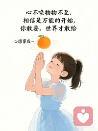心不唤物物不至，你敢要，世界才敢给。
稻盛和夫在《心法》中留下箴言：“心不唤物，物不至。”我们总以为世界冷漠无情，却不知它一直在等待——等待一颗足够勇敢、足够清晰的心，发出坚定的呼唤。
 
一、无声的呼唤
心理学中的“自我实现预言”早已揭示：人最终会活成自己内心深处相信的样子。这并非玄学，而是意识的引力法则——你的核心信念如同磁场，会吸引与之共振的现实。
若你内心深处回响着“我不配”“我做不到”的低语，世界便会忠实地回应这份不确定，将成功与丰盛“礼貌地”挡在你的门外。
 
二、敢要的勇气
“敢要”是向宇宙亮出底牌。
这个“敢”字背后，是三重勇气：
正视自己真实欲望的诚实，不为渴望感到羞耻；
承担可能失败的坦然，不求每一步都踏在安全地带；
接纳自己“值得拥有”的自信，不因任何外界标准而自我贬低。
世界是面镜子，清晰映照出你的自我价值感。
如果你内心深处认为自己只配得到六十分的生活，世界绝不会硬塞给你一百分。你的“要”越模糊，世界的“给”越模糊；你的“要”越具体、越坚定，世界的回应就越精准、越慷慨。
 
三、呼唤的质地
呼唤不是乞讨，是共振。
真正的呼唤并非伸着手说“给我”，而是让自己调整到与所愿之事相同的频率。
渴望财富，先活出丰盛的意识；
渴望健康，先尊重身体的智慧；
渴望爱，先成为爱的本身。
你成为什么，就吸引什么。
 
四、世界的应答
当你呼唤，世界已在倾听。
“物不至”往往不是因为世界吝啬，而是我们的呼唤夹杂了太多噪音——怀疑的杂音、恐惧的干扰、过往创伤的回声。净化呼唤的质地，世界便会以你意想不到的方式应答：一本书、一个人、一次巧合，都可能成为愿望的载体。
真正的给予往往先以挑战的面貌降临。那份艰难的工作机会，那场看似痛苦的对话，那段充满不确定的旅程——世界的礼物常常包装粗糙，需要你以智慧和勇气拆封。
 
五、召唤者的觉醒
最终，你会明白：你不是在向世界索要，而是在唤醒本自具足的自己。
你渴望的爱，原本就在你心里等待被释放；你渴望的智慧，本就藏在你的觉知深处；你渴望的丰盛，不过是你内在创造力的自然外显。“敢要”的过程，其实是“我是”的觉醒。
 
从现在开始，就做一个勇敢的呼唤者吧。清除心底的犹疑与杂音，以最清澈、最坚定的声音，向生命本身宣告你的所愿。然后保持开放，保持信任，保持行动。你会看见，当你终于敢要，整个世界都会转身，将它早已为你准备好的礼物，郑重地放在配图