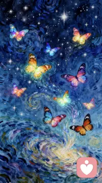 星河梦蝶
万点星芒坠碧穹，
旋涡织就水云重。
流光漫舞青蓝界，
彩翼轻摇琥珀踪。
紫焰燃空惊夜色，
橙霞掠水破鸿蒙。
星河不语花间路，
一枕清梦入此中。配图