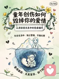 童年创伤如何影响你的爱情？
极端的理智与情感反差
虽然坎坷的童年让人在社会生活中变得独立、警惕、坚韧且不抱幻想，但在爱情面前，他们往往会彻底卸下防备，变得天真盲目，极易陷入糟糕的亲密关系中。
 
丧失自尊，习惯被轻视（重演童年模式）
在爱情中，他们往往把伴侣的感受放在首位而忽视自己。因为习惯了童年时期缺爱的家庭氛围，他们会将伴侣的冷漠、轻蔑和粗鲁视为“熟悉和正常”的感觉，潜意识里甚至会强迫性地寻找被边缘化和贬低的位置。
 
习惯性自责与为对方找借口
童年为了生存，他们把“不被爱”的原因归结为“自己不够好”，而非养育者的失职。成年后，他们将这种“自我指责”带入爱情，不断为伴侣的糟糕行为或伤害寻找借口，毫无怨言地忍受恶劣的对待。
 
沉溺幻想，不敢止损
因为极其渴望得到关怀，只要别人给予一点点爱，他们就会彻底融化并像信徒般沉迷。即使面对一段毫无希望、伴侣不忠的感情，他们也会痴痴等待。他们不敢相信自己配得上更好的伴侣，也丧失了追求内心真正快乐的勇气。
 
对真正的“温柔”感到排斥
这是一个可悲的悖论：他们能无休止地容忍卑鄙和冷漠的伴侣，但当真正温柔、甜蜜的爱人出现时，他们反而会感到极度不适、自我怀疑甚至产生抵触心理。
 
糟糕的童年容易让人在爱情中形成低自尊、自我归因和对受虐倾向的极度包容。认清这种童年创伤带来的心理机制，才能帮助我们打破病态的感情循环，做出更明智的爱情选择。配图