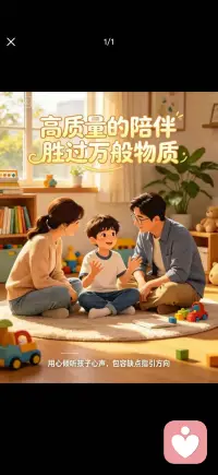 高质量陪伴胜过一万般物质
别用忙碌缺席孩子童年，童年只有一次，成长无法重来。
高质量的陪伴胜过万般物质，用心倾听孩子心声，包容缺点指引方向，用心浇灌，方能养育出阳光自信的少年。配图