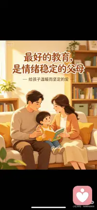 最好的教育，是情绪稳定的父母🏅
孩子的一生，都在复刻父母的情绪。
父母温柔，孩子就平和；💕
父母急躁，孩子就敏感；🥀
父母包容，孩子就自信；👍
父母挑剔，孩子就胆怯。💔
很多时候，孩子不听话、拖拉、顶嘴、哭闹，表面是行为问题，背后是情绪需求。
他们不会好好表达，只能用哭闹、任性、调皮告诉大人：我需要被看见、被理解、被接纳。
育儿最忌讳的，是讲道理滔滔不绝，控情绪一塌糊涂。
真正高级的管教，不是大声呵斥，而是：
孩子犯错时，先稳住情绪，再解决问题；
孩子哭闹时，先接纳情绪，再引导行为；
孩子落后时，先给予鼓励，再陪伴改进。
温和而有边界，包容而有原则，才是最有力量的家庭教育。
少说教、多陪伴，是最好的滋养
很多家长以为：陪伴就是坐在孩子身边玩手机、盯作业、催进度。
其实孩子要的陪伴很简单：
认真听他说话，耐心回应他的碎碎念；
不敷衍他的提问，不否定他的感受；
愿意陪他玩耍，也允许他安静发呆。
高质量陪伴，从不是时长，而是专注。
你用心陪孩子的每一分钟，都会变成孩子内心的底气。
被好好陪伴长大的孩子，自信、阳光、有安全感，遇事不自卑、不怯懦、不极端。
反之，长期被敷衍、被催促、被否定的孩子，内心往往敏感脆弱，缺乏自我价值感。
育儿最划算的投资，就是放下焦虑、放下手机，用心陪伴孩子的童年。配图