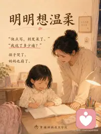 陪作业崩溃前，请先抱抱自己
你有没有过这种时候？
 
明明只是陪孩子写个作业，结果不到一会儿，自己就开始上火了。
 
孩子一会儿发呆，一会儿摸橡皮，一会儿又说“我不会”。
 
你刚开始还耐着性子，后来声音越来越大：
“这么简单你怎么又错了？”
“能不能专心一点？”
“我都讲几遍了？”
 
孩子委屈了，眼泪掉下来。
你嘴上还在催，心里其实已经开始难受了。
 
其实妈妈不是不爱孩子。
妈妈只是太累了。
 
白天要忙工作、忙家务、忙生活，晚上还要切换成“陪读模式”。
 
你不是故意脾气大，你只是心里装的事情太多了，已经快没有多余的空间了。
 
所以，先别急着怪自己。
你不是失败的妈妈。
你只是一个很努力、很想把孩子带好的妈妈。
 
有时候，不是孩子有多难教。
而是妈妈的心已经太紧了。
 
妈妈一急，家里的气氛也会跟着紧起来，孩子越紧张，越容易写不好。
 
今晚你可以先试这3件小事：
1. 陪作业前，先说一句
“今晚我们不求全对，先慢慢来。”
 
2. 想发火的时候，先停10秒
先别急着纠错，先喝口水，让语气慢下来。
 
3. 睡前做一个小修复
抱抱孩子，轻轻说：
“妈妈刚才有点急，不是因为不爱你，我们明天再一起试试。”
 
妈妈，陪作业这件事，真的很容易让人崩。
 
但你不用一下子做到完美。
今天少一点着急，多一点缓一缓，就已经很好了。配图