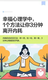 内耗时
别急着想通人生，更不要一直攻击自己
先用SEE法：
* Stop停一停
* Ease松一松
* Explore看一看
打断自动反应，放松身体，分清事实和脑补
重新拿回选择权
开心就有空间回来配图