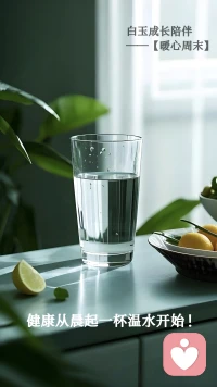 ♥️【今日主题】：暖心周末
🌙 白玉成长陪伴 · 每日早安
✨ 日期：2026年3月28日（周六）
🕗 时间：08:00
📌 主题：晨起一杯温开水，唤醒肠胃、稀释血液
 
早安，新的一天开始啦🌿
 
不用急着追赶生活，
先给自己倒一杯温热的白开水，
慢慢喝下，温柔唤醒沉睡一夜的身体。
 
一杯温水，
清肠胃、润咽喉、稀释血液、舒缓身心，
是最简单、最省钱，也最坚持得住的养生。
 
好好爱自己，
从不熬夜、不焦虑、晨起一杯水开始。
愿你周末身心舒展，平安顺遂，元气满满☀️
 
我是白玉，
好好生活，慢慢自爱，每一天都健康自在✨配图