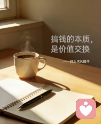 ♥【今日主题】：自我成长
☀ 白玉成长陪伴 · 每日早安
✨ 日期：2026年04月01日（周三）
⏰ 时间：08:00
☘ 标题：搞钱的本质，是价值交换
 
周三早安☀️
 
很多人一心想搞钱，却总在原地打转，
其实搞钱的底层逻辑，从来不是拼命省钱、盲目努力，
而是价值交换。
 
你能给别人提供多少价值，
就能匹配多少财富；
你能解决多大的问题，
就能拥有多大的收获。
 
与其焦虑没钱，不如沉下心提升自己，
让自己变得有用、稀缺、不可替代。
当你的价值足够亮眼，财富自然会被你吸引而来。
 
愿我们都懂搞钱的真相，
向内扎根，向外发光，
用价值换自由，用能力赢生活✨
 
我是白玉，陪你在自我成长的路上，越走越富足。配图