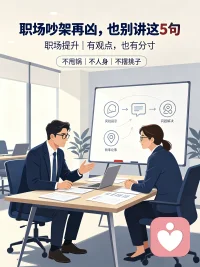 💚【今日主题】：职场提升
🌙 白玉成长陪伴 · 晚间分享
✨ 日期：2026年07月21日 周二
☘ 标题：职场吵架再凶，也别讲这5句
 
晚上好呀朋友们🌙
职场没有永远平顺的协作，发生分歧、产生争执十分常见。情绪上头的瞬间，脱口而出的气话，往往会成为日后职场路上的阻碍。
 
记住，矛盾再激烈，以下5句话尽量不要说出口：
 
1. “全部都是你的错”
工作难题极少由单一一方造成。全盘指责他人，会彻底关上沟通的大门，激化对立情绪。
​
2. “你能力本来就不行”
冲突只针对当下这件工作，不要延伸否定他人的能力、人品，人身评价最容易结下私怨。
​
3. “我不做了，你自己处理”
情绪化撂挑子，是职场大忌。会让人觉得你遇事容易逃避，难以托付重要工作。
​
4. “当初我早就提醒过你”
事后反复抱怨、马后炮式的说教，没有建设性，只会让人反感。
​
5. “你等着，我上报领导”
威胁式沟通显得处理方式急躁。优先协商解决，沟通无效再客观向管理层说明情况。
 
真正厉害的职场人，可以有观点交锋，但不会被情绪掌控语言。就事论事，对事不对人，守住分寸，才能长久立足。
我是白玉，晚安，学会管理情绪，从容处事🌙