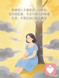 即使别人不喜欢你，讨厌你，也没有什么可在意的。因为别人喜不喜欢你，那是别人的事，我们不需要为别人的情绪负责任，替别人负责，只会让自己更痛苦。