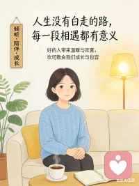 人生没有白走的路，每一段相遇都有意义。
好的人带来温暖与欢喜，让我们懂得被爱；
走过的坎坷与误解，也教会我们成长与包容。
不必怨，不必恨，用温柔去遇见，用慈悲去接纳。
认真倾听，用心陪伴，愿我们都能在岁月里，与自己和解，与世界温柔相处。