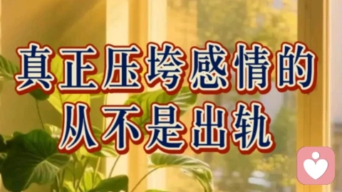 真正压垮感情的,从不是出轨。