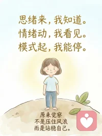 情绪来了，允许它的出现，接纳它的存在，从一直出现，到经常出现，再到偶尔出现，慢慢的慢慢的它就缩小了!!配图