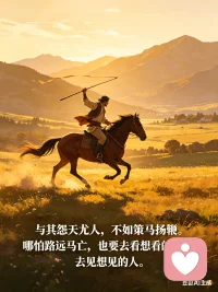 与其怨天尤人，不如策马扬鞭。哪怕路远马亡，也要去看想看的风景，去见想见的人。配图