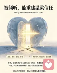 被倾听，能重建你对人性、关系与世界的温柔信任。

受过冷漠、敷衍、忽视与背叛的人，
会慢慢封闭真心，防备人际，不再轻易相信。

而一次真诚、无目的的倾听与接纳，
能重新点亮心底微光，
让你再次相信：
温柔存在，善意常在，人间值得奔赴热爱。

#心理学 #被倾听 #关系修复 #心理疗愈