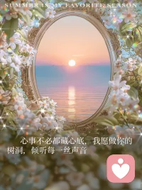 让我做你回忆的容器，心事的港湾，在无声的聆听中，传递‘你并不孤单’的笃定光芒。
