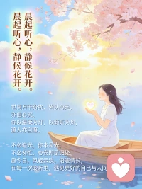 晨起听心，静候花开。
世间万千纷扰，皆从心起，亦由心灭。
你以温柔为灯，以倾听为舟，渡人亦自渡。
不必追光，你本是光；
不必匆忙，心安即是归处。
愿今日，风轻云淡，语暖情长，
在每一次聆听里，遇见更好的自己与人间。配图