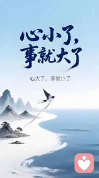 你看待世界的尺度，往往由你内心的容量决定。

心像一间屋子

当它紧闭门窗时，一点风声都像一场风暴；当它敞开怀抱时，再大的风雨也只是路过的风景。

我们常觉得“事情很大”，其实是因为自己的心被焦虑、恐惧或固执填满了，没了转圜的空间。于是，一句无心的话变成心结，一个小失误演变成自我否定，一段关系里的磕绊被看成绝路。

心小了

视线就短了，眼里只剩下问题本身，像拿着放大镜看划痕，世界只剩下那道痕。

心大了

视野就宽了，问题被放在更大的背景下，还原成它本来的尺寸——原来它只是生活画卷中的一笔，甚至可能是未来某段成长的注脚。

修炼心的弹性，不是假装事情不存在，而是：

退一步看：让情绪缓一缓，事态往往没你想得那么紧急。

换一面想：凡事总有另一面，卡住时主动寻找新的视角。

交给时间：有些事当下无解，但时间会默默调整它的分量。

真正的成长，不是遇到的问题变小了，而是你的心变大了。当你的心里装得下星辰大海，眼前的波折自然就成了涟漪。

愿你，心有广宇，事如微尘✨