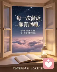 每一次倾诉都有回响，每一步改变都有力量，每一次追寻都有成长。安心探索内心奇境，让心灵重归宁静。如果你心里积攒了太多心事，我愿意静静聆听，陪你梳理情绪，找回内心的平和。