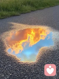 雨后的积水倒映着破碎的天空，你轻轻踩过，就搅散了一整个宇宙。没关系，几分钟后，它又自己拼好了——原来世界的复原力，比我们想象的，要调皮得多。配图