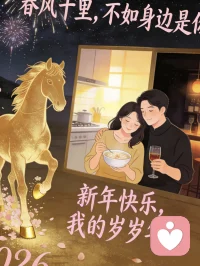 春风十里，不如身边是你。金马踏春而来，把余生的温柔都兑现。2026，想和你从清晨的粥，喝到深夜的酒；从今年的烟火，看到明年的星河。新年快乐，我的岁岁年年。配图