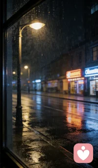 雨丝敲打着窗，夜色温柔又安静。
风携着微凉，漫过城市的灯火与街巷。
不必急着赶路，也不用刻意坚强。
听雨声潺潺，把心事轻轻安放。
在这湿漉漉的温柔里，独享一份安宁，
等雨停，也等心情慢慢放晴。配图