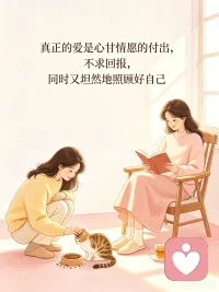 真正的爱是心甘情愿的付出，不求回报，同时又能坦然地照顾好自己。