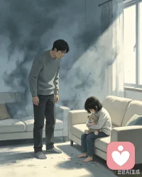 当成人处在情绪中时，我们常常会忘记觉察和管理自己的情绪，用自己的情绪和孩子相处，让孩子生活在我们的情绪之下。 久而久之孩子会变得敏感怯懦，习惯性察言观色，把安抚大人情绪当成自己的责任。配图